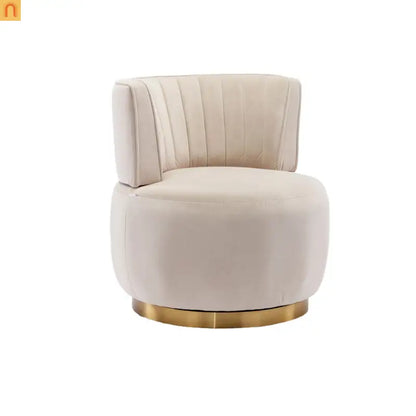 Accent Chair Barrel Swivel Velvet Beige 360 Degree 300 lb 25in