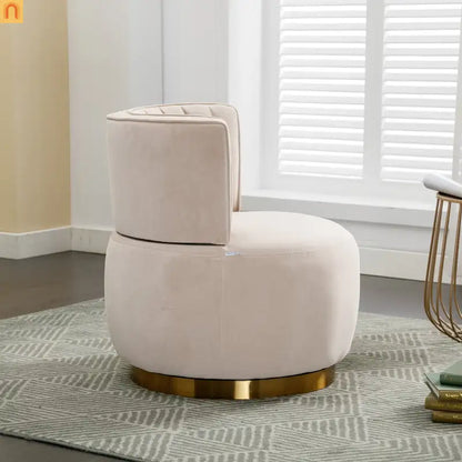 Accent Chair Barrel Swivel Velvet Beige 360 Degree 300 lb 25in