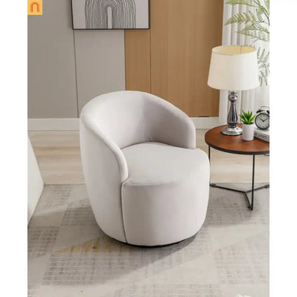 Accent Chair Barrel Swivel Velvet Gray Black Ring Base 250 lb 25in