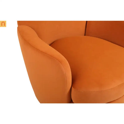 Accent Chair Barrel Swivel Velvet Orange Gold Base 300 lb 29in
