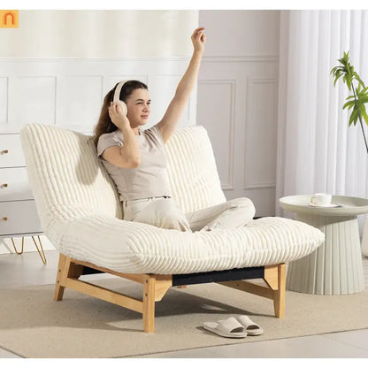 Bean Bag Chair Corduroy Backrest 39in Off White