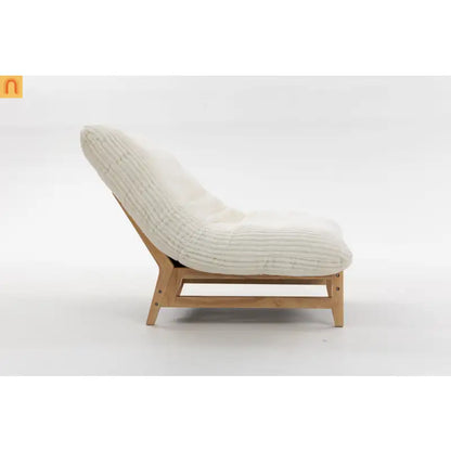 Bean Bag Chair Corduroy Backrest 39in Off White
