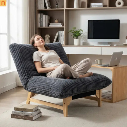 Chair Bean Bag Corduroy Dark Gray Backrest 39in Cotton Fill