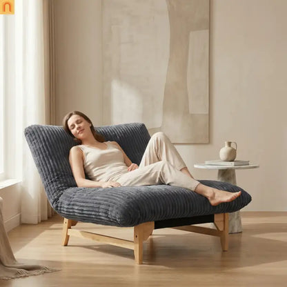 Chair Bean Bag Corduroy Dark Gray Backrest 39in Cotton Fill