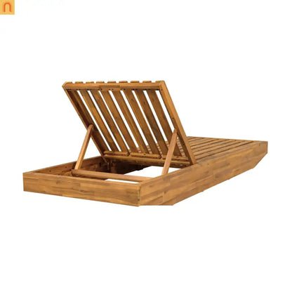 Outdoor Lounge Chair Acacia Wood Teak Boat Shape 3 Position 300 LB