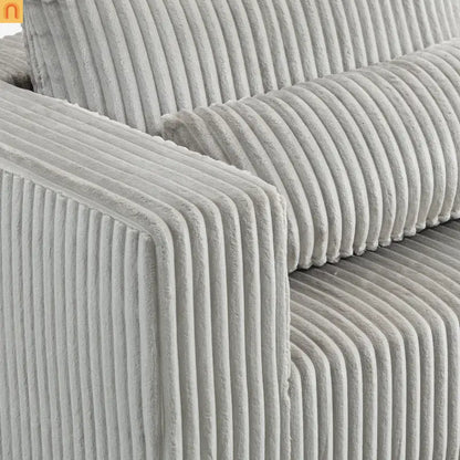 Chair Boucle Corduroy Smoke Gray with Ottoman No Assembly