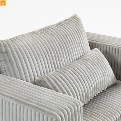 Chair Boucle Corduroy Smoke Gray with Ottoman No Assembly
