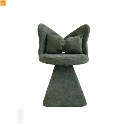 Accent Chair Swivel Butterfly Back Green Chenille 360 Degree