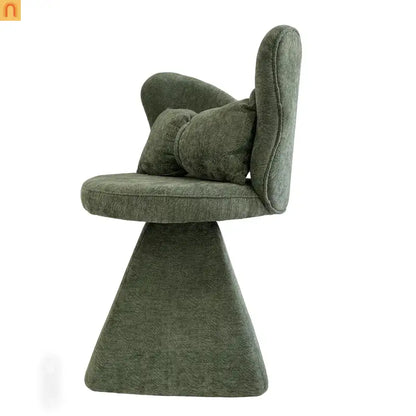 Accent Chair Swivel Butterfly Back Green Chenille 360 Degree