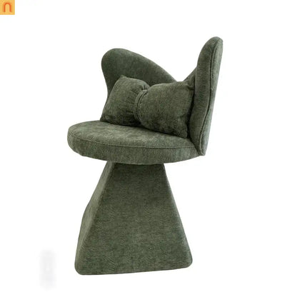 Accent Chair Swivel Butterfly Back Green Chenille 360 Degree