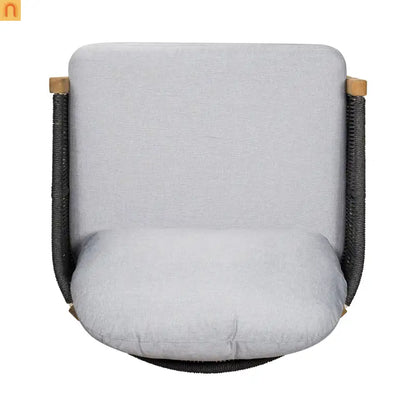 Outdoor Club Chair Acacia Wood Rope Woven Gray Cushion Set of 2