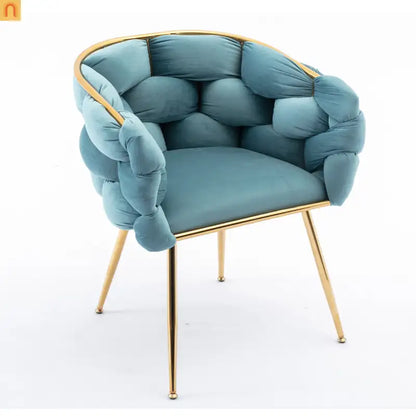 Accent Chair Velvet Blue Gold Legs Cotton Fill 220 lb 28in