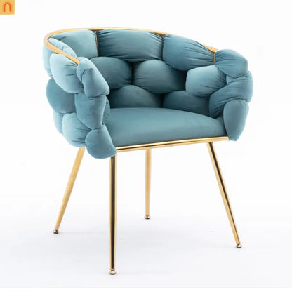 Accent Chair Velvet Blue Gold Legs Cotton Fill 220 lb 28in