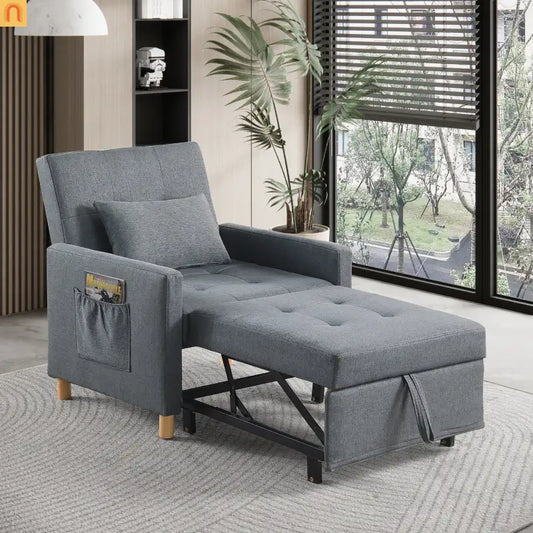 Chair Convertible 3-in-1 Fabric Dark Gray Adjustable Backrest 330 lb