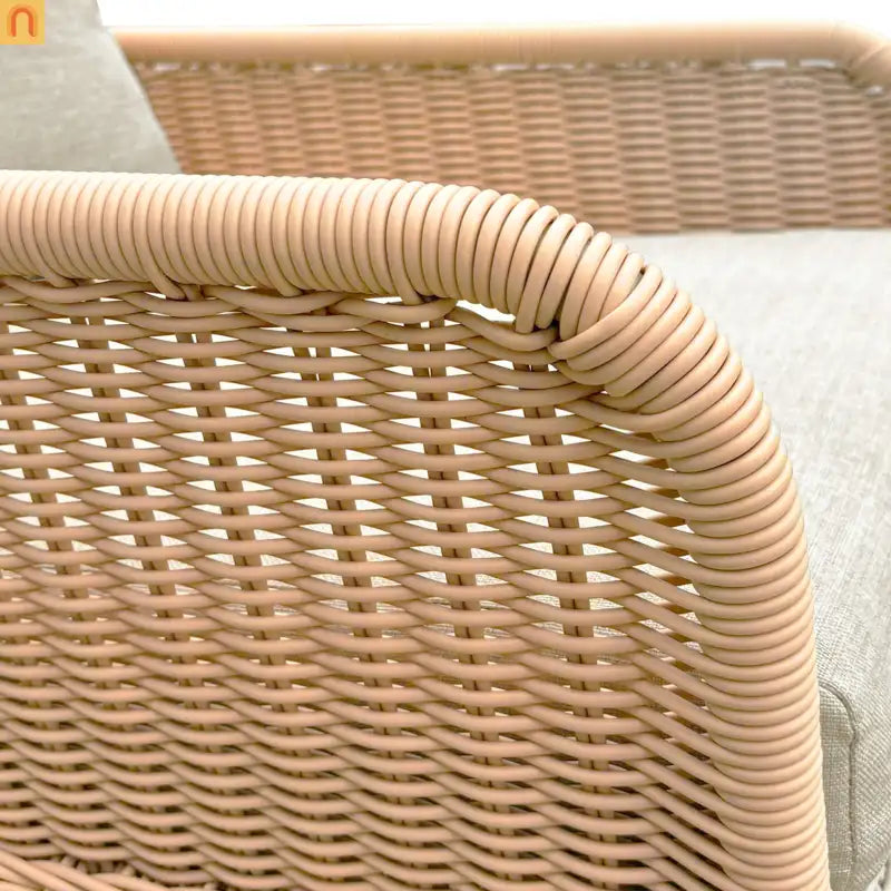 Outdoor Rocking Chair PE Rattan Beige Cushion