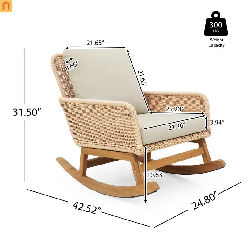 Outdoor Rocking Chair PE Rattan Beige Cushion
