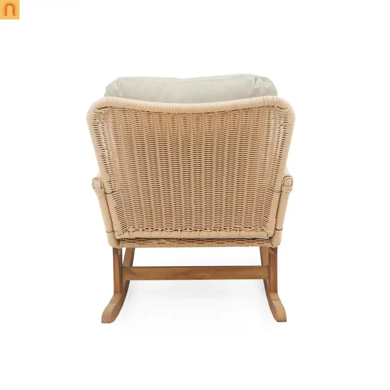 Outdoor Rocking Chair PE Rattan Beige Cushion