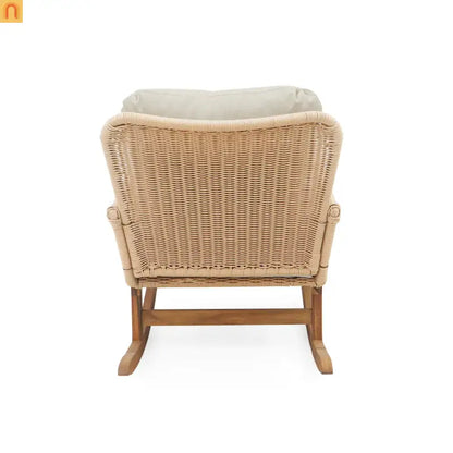 Outdoor Rocking Chair PE Rattan Beige Cushion