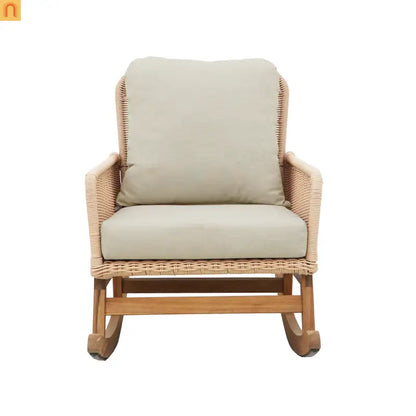 Outdoor Rocking Chair PE Rattan 24.8" Wide Beige