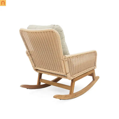 Outdoor Rocking Chair PE Rattan 24.8" Wide Beige
