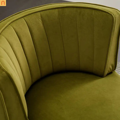 Accent Chair Barrel Swivel Velvet Olive Green 360 Degree 300 lb 25in