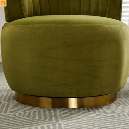 Accent Chair Barrel Swivel Velvet Olive Green 360 Degree 300 lb 25in