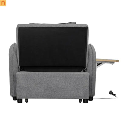 Chair 3-in-1 Convertible Linen Gray Adjustable USB Foldable