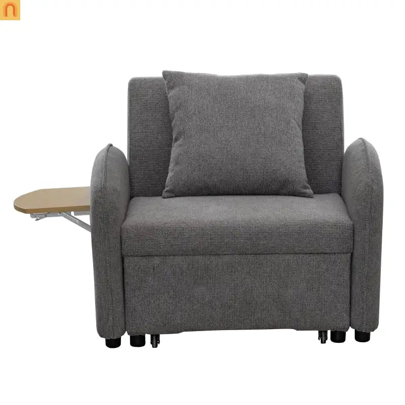 Chair 3-in-1 Convertible Linen Gray Adjustable USB Foldable