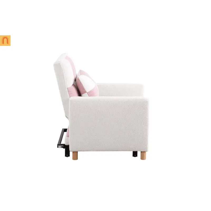 Convertible 3-in-1 Teddy Fabric Chair Pink 330 lb