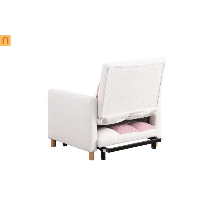 Convertible 3-in-1 Teddy Fabric Chair Pink 330 lb