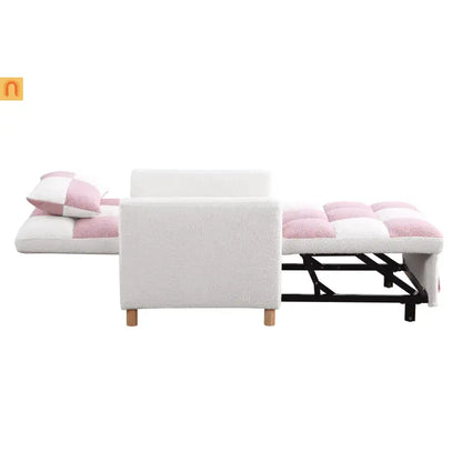 Convertible 3-in-1 Teddy Fabric Chair Pink 330 lb