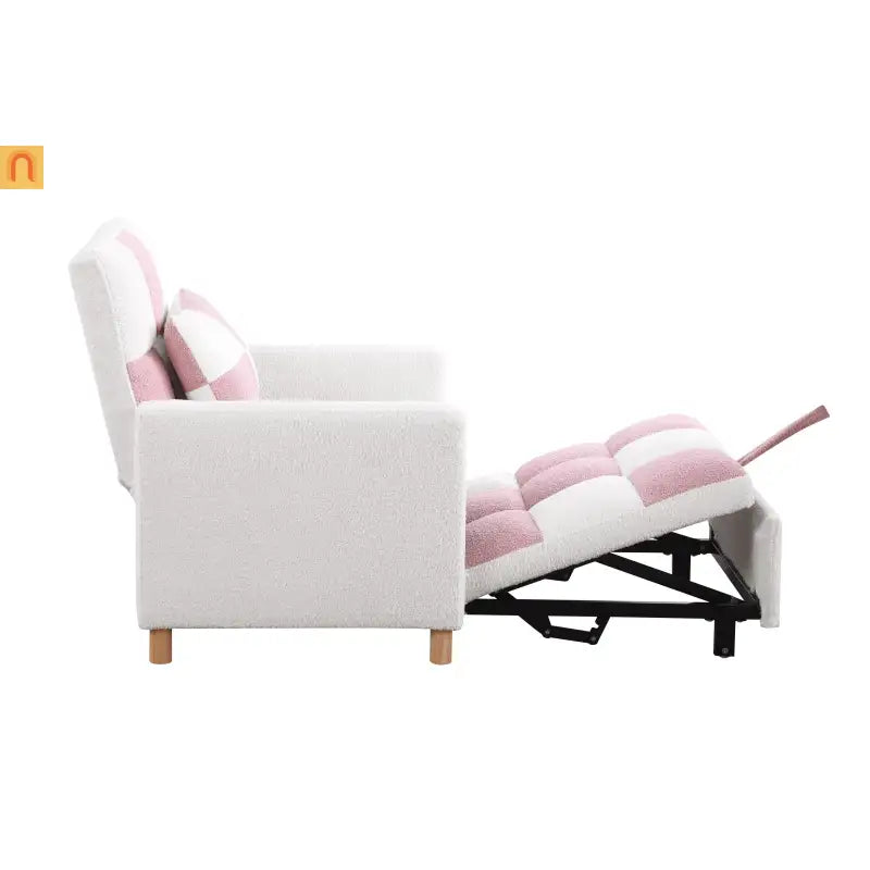 Convertible 3-in-1 Teddy Fabric Chair Pink 330 lb