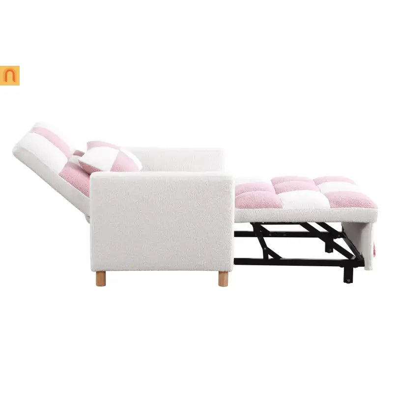 Convertible 3-in-1 Teddy Fabric Chair Pink 330 lb