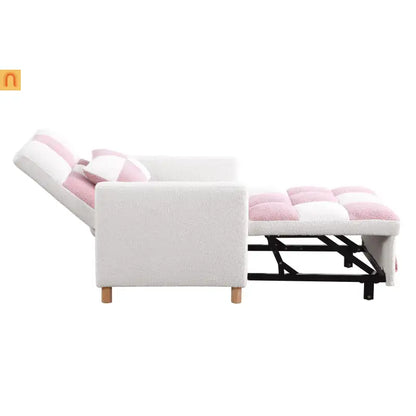 Convertible 3-in-1 Teddy Fabric Chair Pink 330 lb