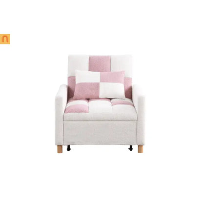 Convertible 3-in-1 Teddy Fabric Chair Pink 330 lb