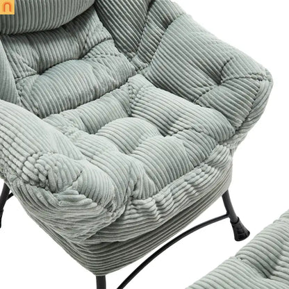 Accent Chair Lounge Flannelette Light Green Ottoman