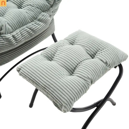 Accent Chair Lounge Flannelette Light Green Ottoman