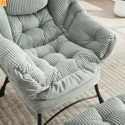 Accent Chair Lounge Flannelette Light Green Ottoman