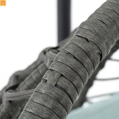 Outdoor Hanging Egg Chair Wicker Gray with Stand Foldable 76.8in
