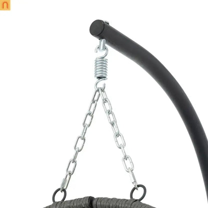 Outdoor Hanging Egg Chair Wicker Gray with Stand Foldable 76.8in