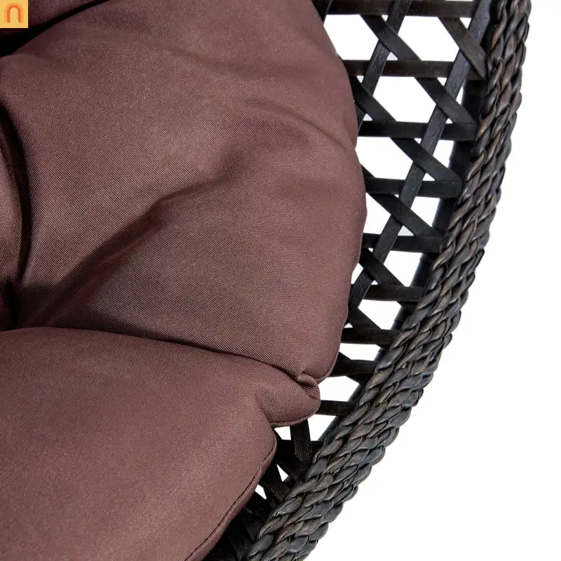 Outdoor Hanging Egg Swing Chair Wicker Black with Stand 79in