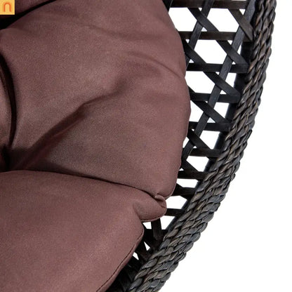 Outdoor Hanging Egg Swing Chair Wicker Black with Stand 79in