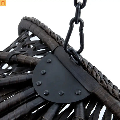 Outdoor Hanging Egg Swing Chair Wicker Black with Stand 79in