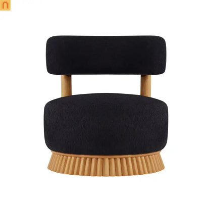 Accent Chair Farmhouse Boucle Black Wood Slender Base 27in Wide