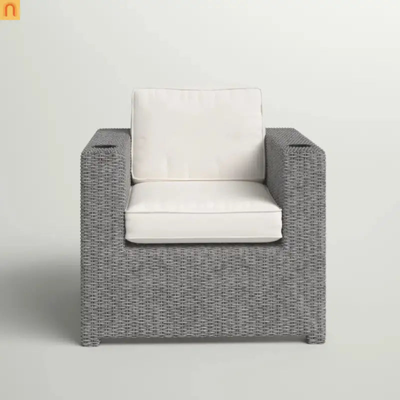Outdoor Wicker Recliner Chair 33" Gray Aluminum Adjustable