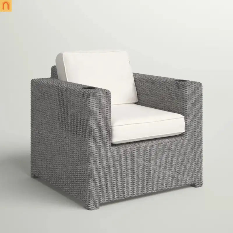 Outdoor Wicker Recliner Chair 33" Gray Aluminum Adjustable