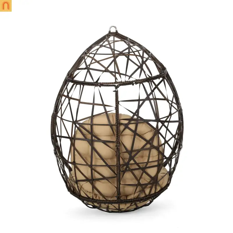 Outdoor Hanging Egg Chair 36.5" PE Rattan Brown