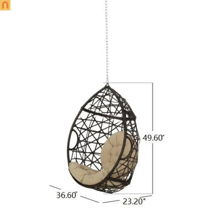 Outdoor Hanging Egg Chair 36.5" PE Rattan Brown