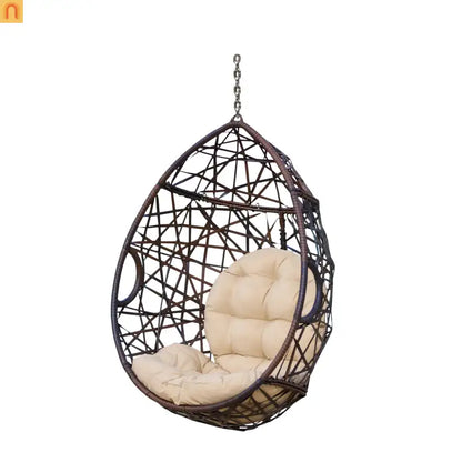Outdoor Hanging Egg Chair 36.5" PE Rattan Brown