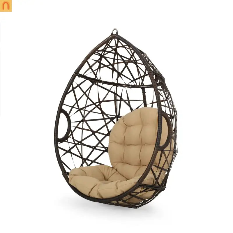 Outdoor Hanging Egg Chair 36.5" PE Rattan Brown